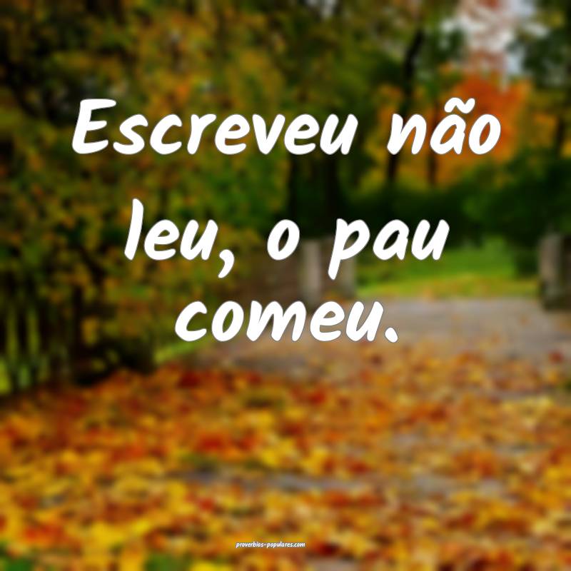 Escreveu não leu, o pau comeu.
...