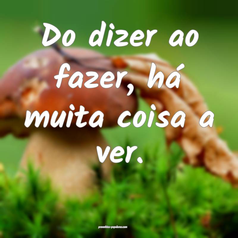 Do dizer ao fazer, há muita coisa a ver.
...