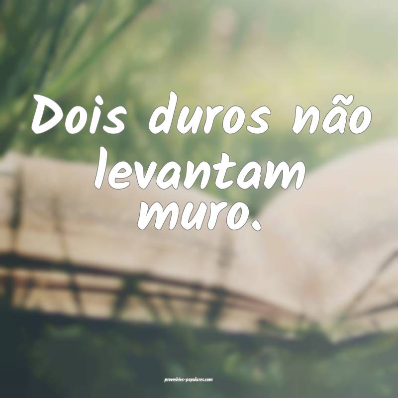 Dois duros não levantam muro.
 ...