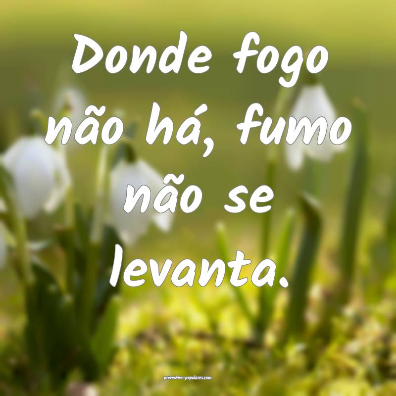 Donde fogo não há, fumo não se levanta.
...