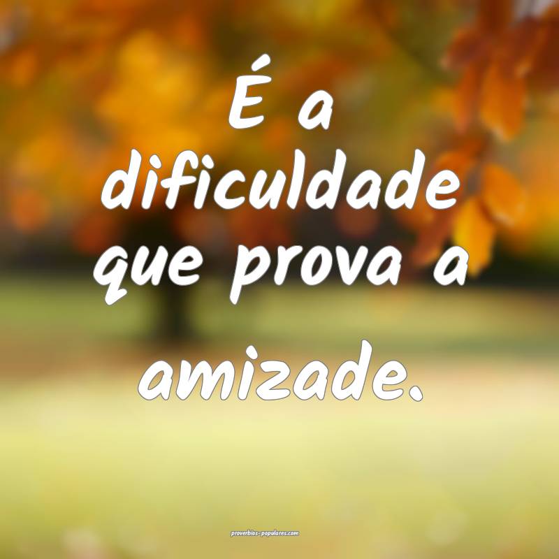 É a dificuldade que prova a amizade.
...