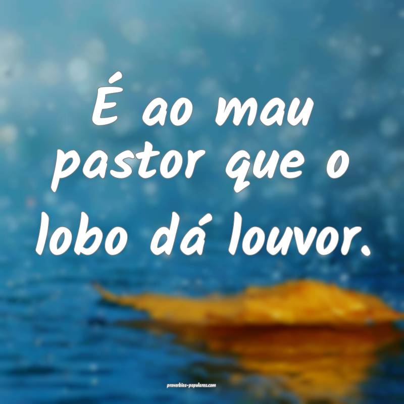 É ao mau pastor que o lobo dá louvor.
...