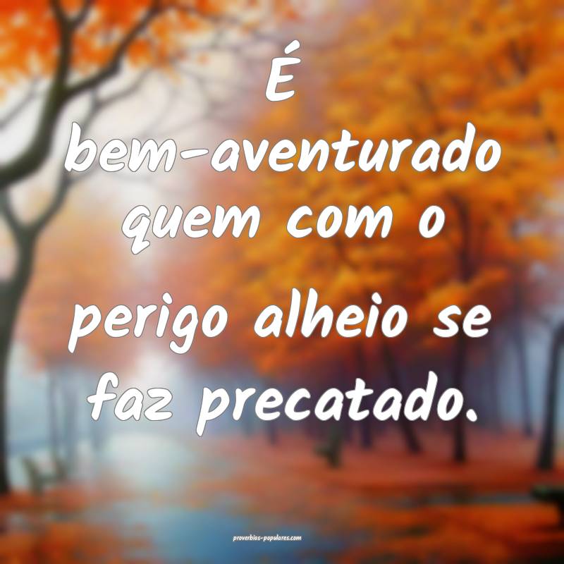 É bem-aventurado quem com o perigo alheio se faz precatado.
...