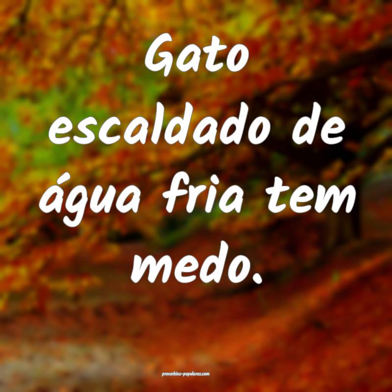 Gato escaldado de água fria tem medo. 
...