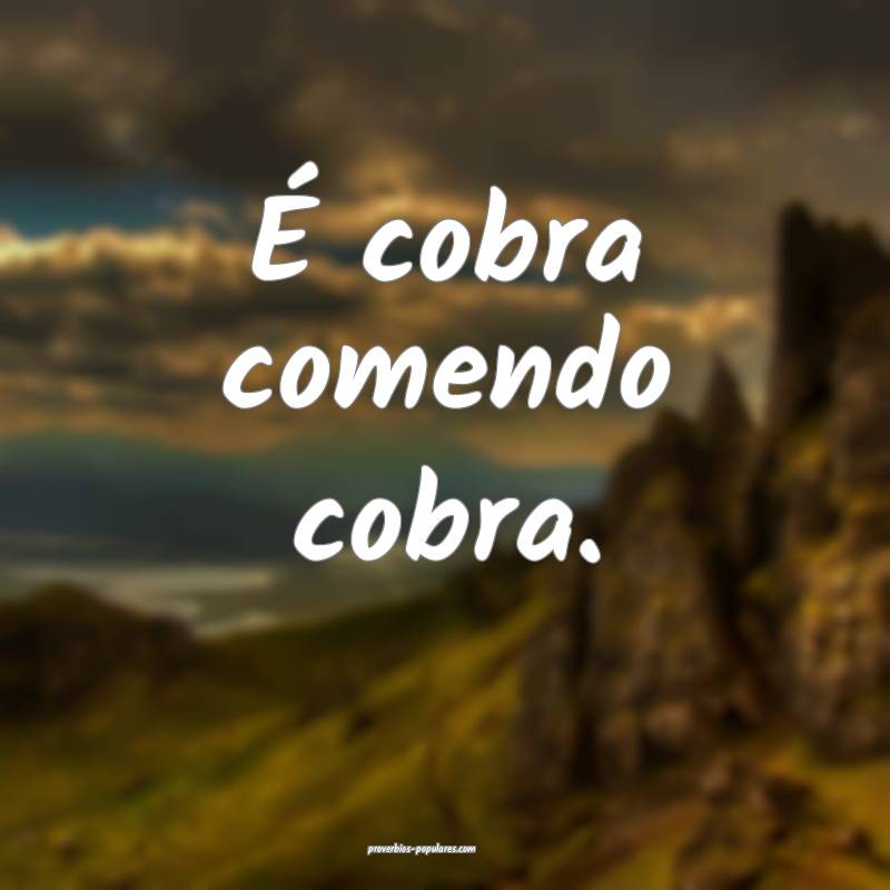 É cobra comendo cobra.
...