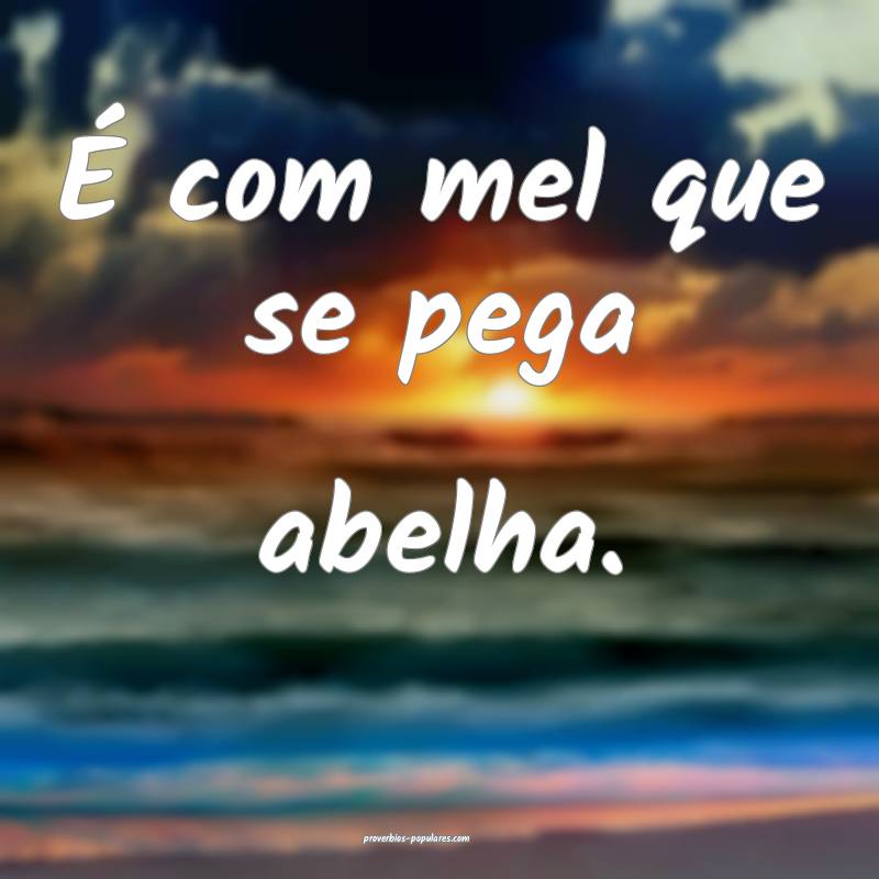 É com mel que se pega abelha.
...