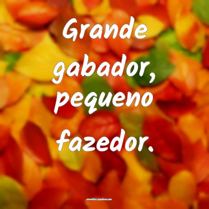 Grande gabador, pequeno fazedor. 
 ...