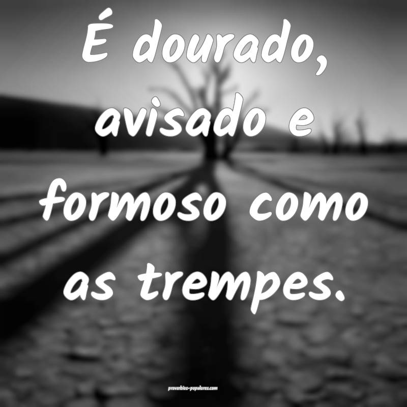 É dourado, avisado e formoso como as trempes.
...