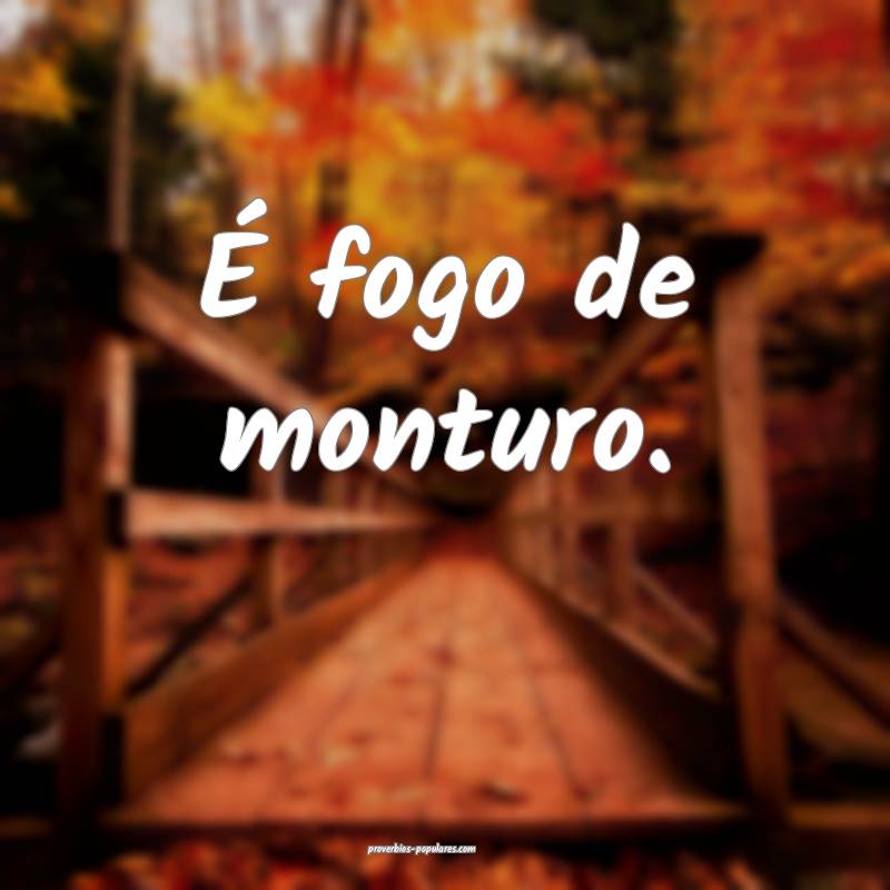 É fogo de monturo.
 ...