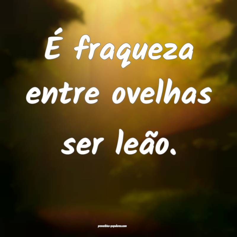 É fraqueza entre ovelhas ser leão.
...