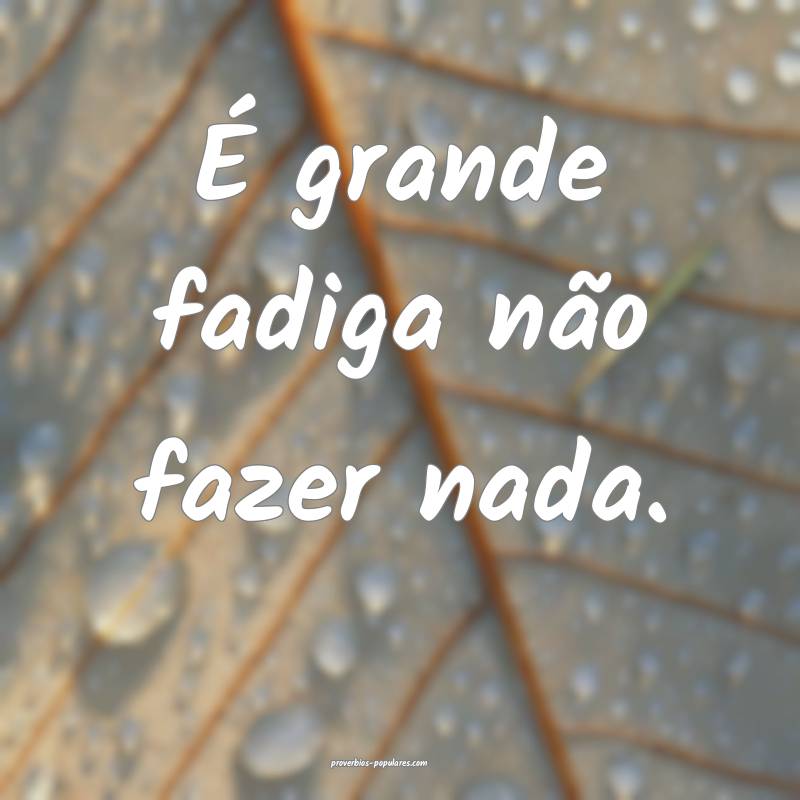 É grande fadiga não fazer nada.
...