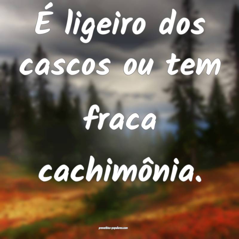 É ligeiro dos cascos ou tem fraca cachimônia.
...