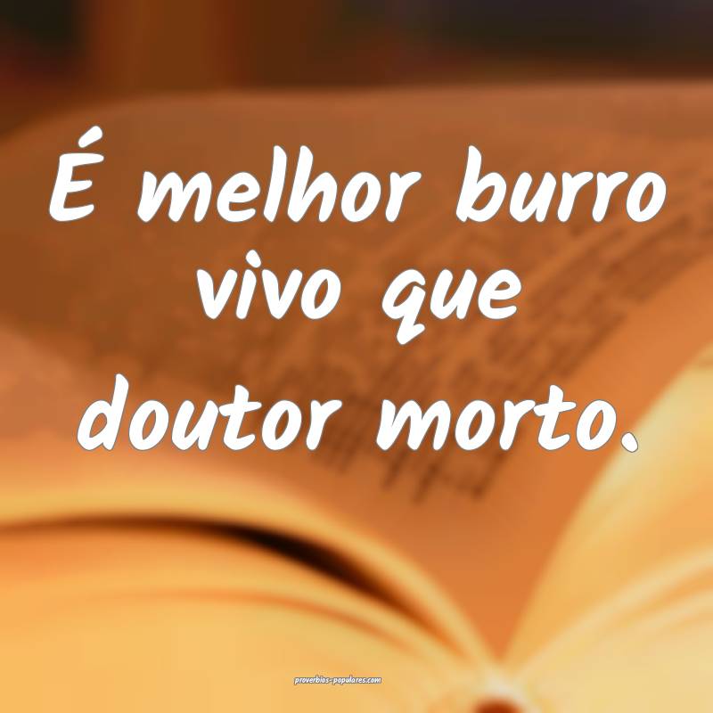 É melhor burro vivo que doutor morto.
...