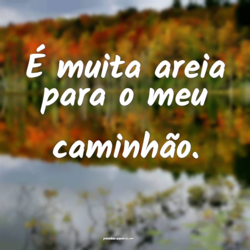 É muita areia para o meu caminhão.
...