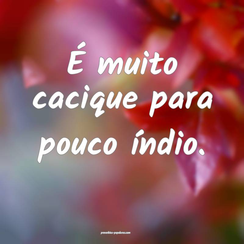 É muito cacique para pouco índio.
...