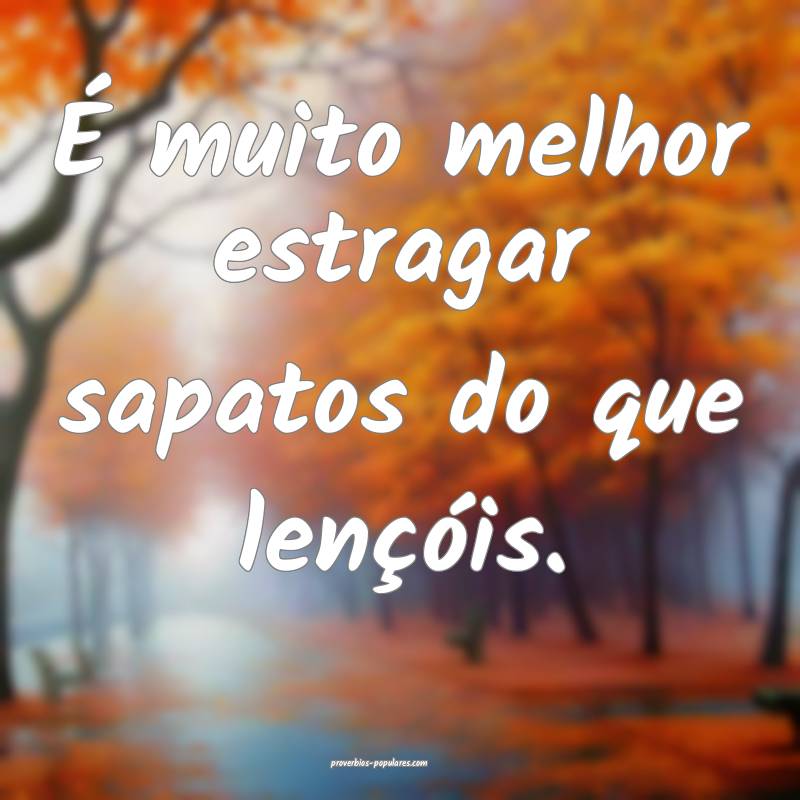 É muito melhor estragar sapatos do que lençóis.
...