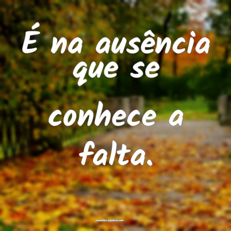 É na ausência que se conhece a falta.
 ...