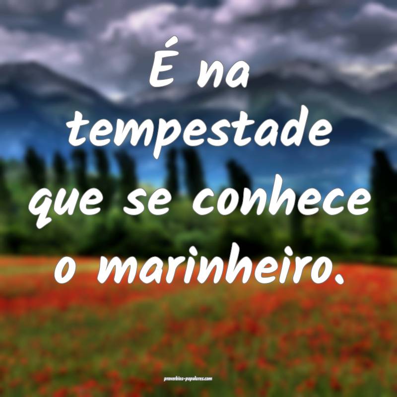 É na tempestade que se conhece o marinheiro.
...