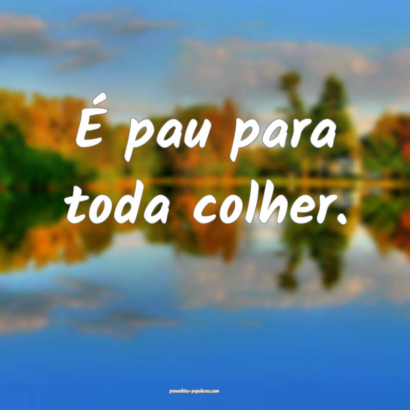 É pau para toda colher.
...