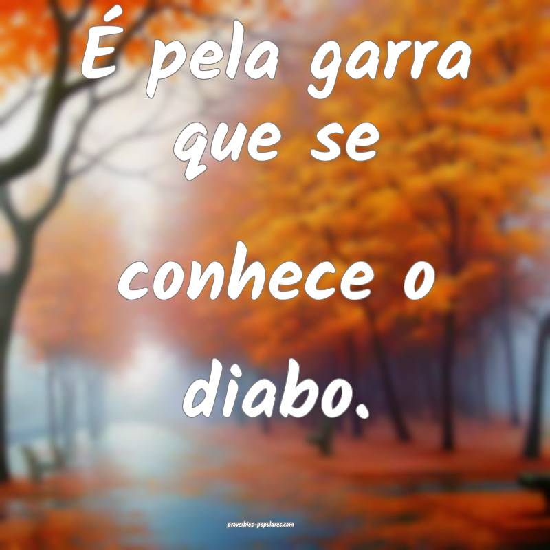 É pela garra que se conhece o diabo.
...