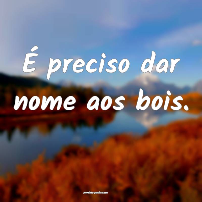 É preciso dar nome aos bois.
...