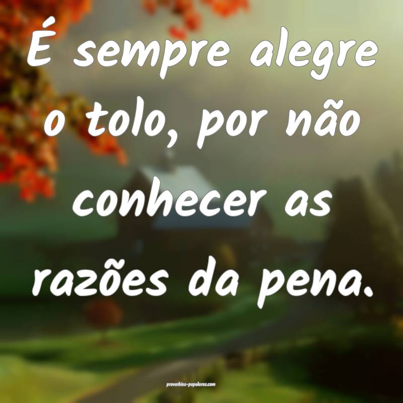 É sempre alegre o tolo, por não conhecer as raz ...