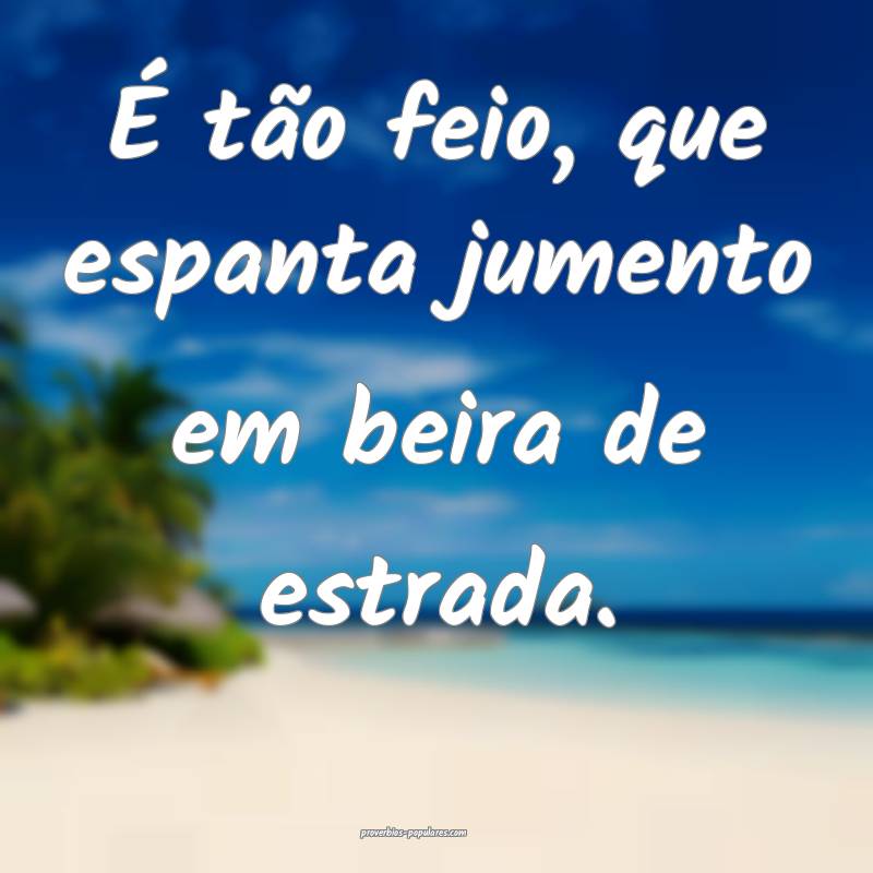 É tão feio, que espanta jumento em beira de estr ...