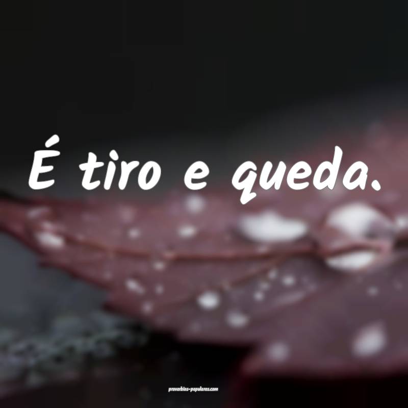 É tiro e queda.
 ...