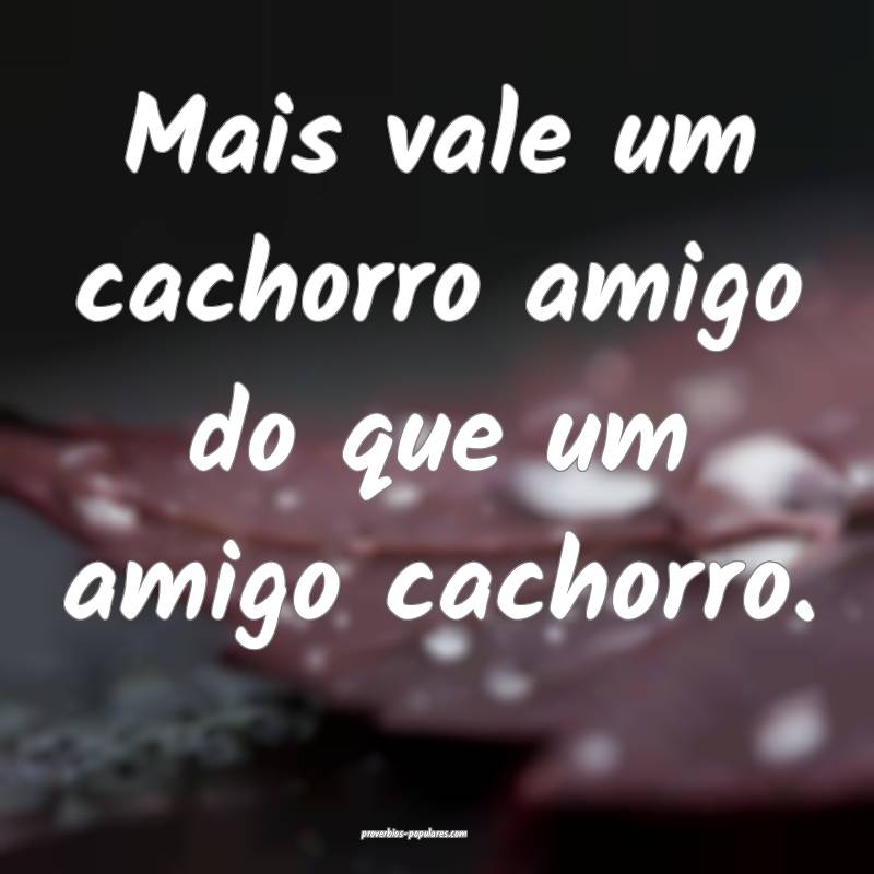Mais vale um cachorro amigo do que um amigo cachorro. 
...