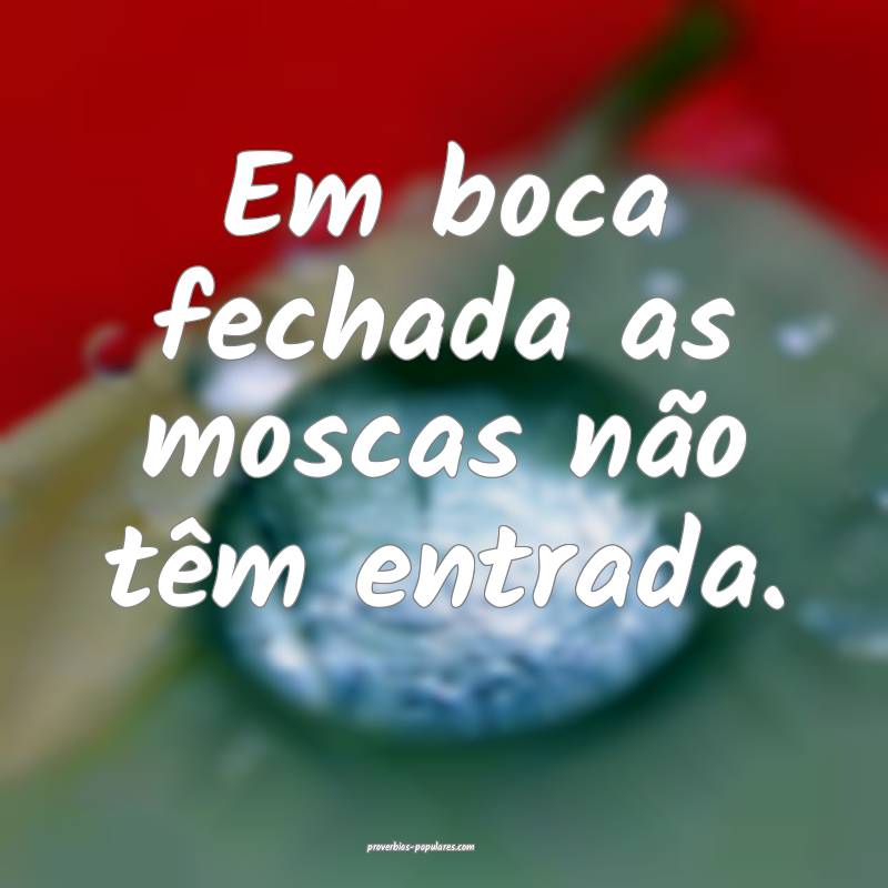 Em boca fechada as moscas não têm entrada.
...