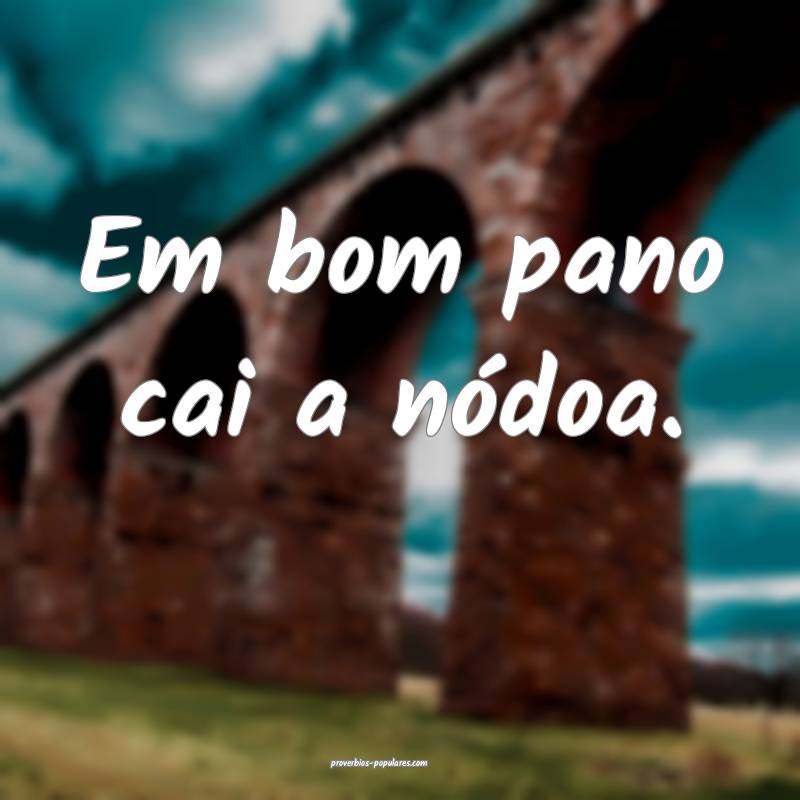 Em bom pano cai a nódoa.
...