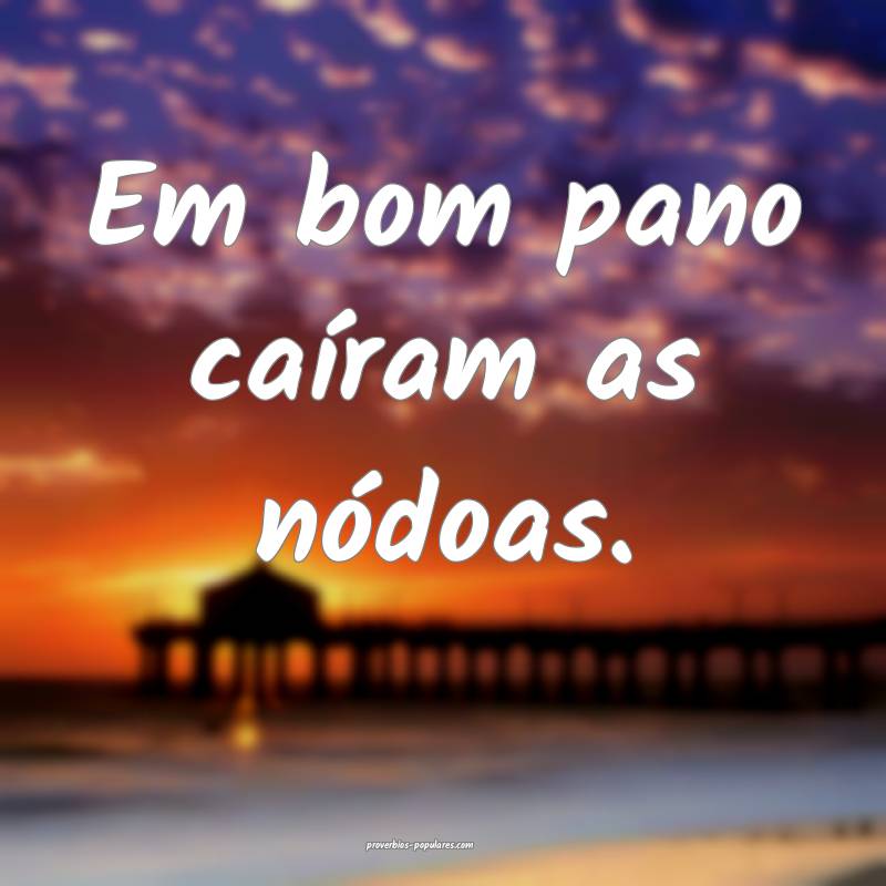 Em bom pano caíram as nódoas.
...