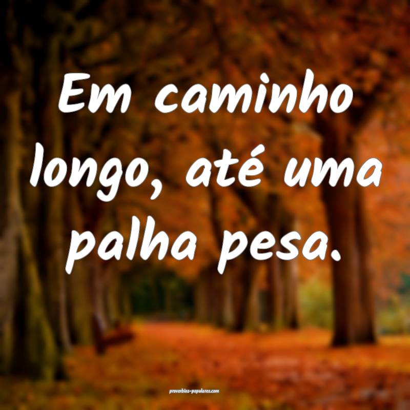Em caminho longo, até uma palha pesa.
 ...
