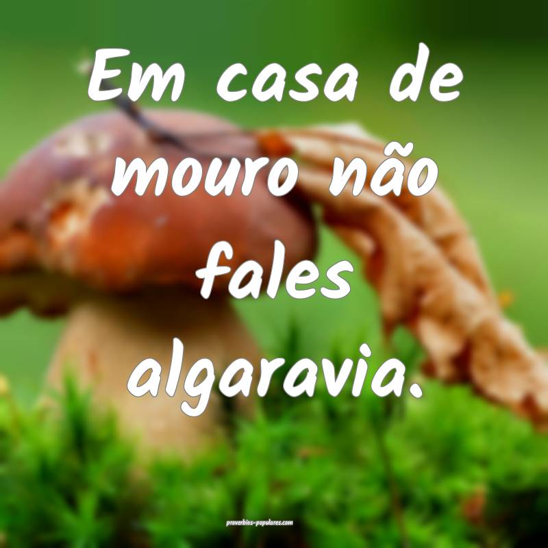 Em casa de mouro não fales algaravia.
...