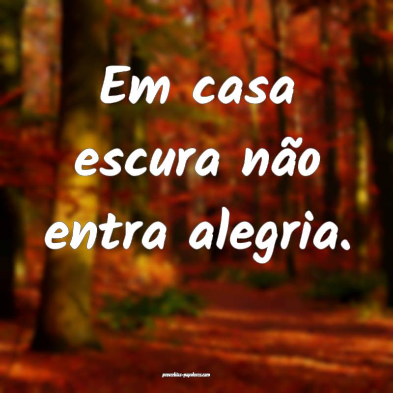 Em casa escura não entra alegria.
 ...