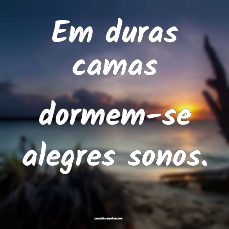 Em duras camas dormem-se alegres sonos.
...