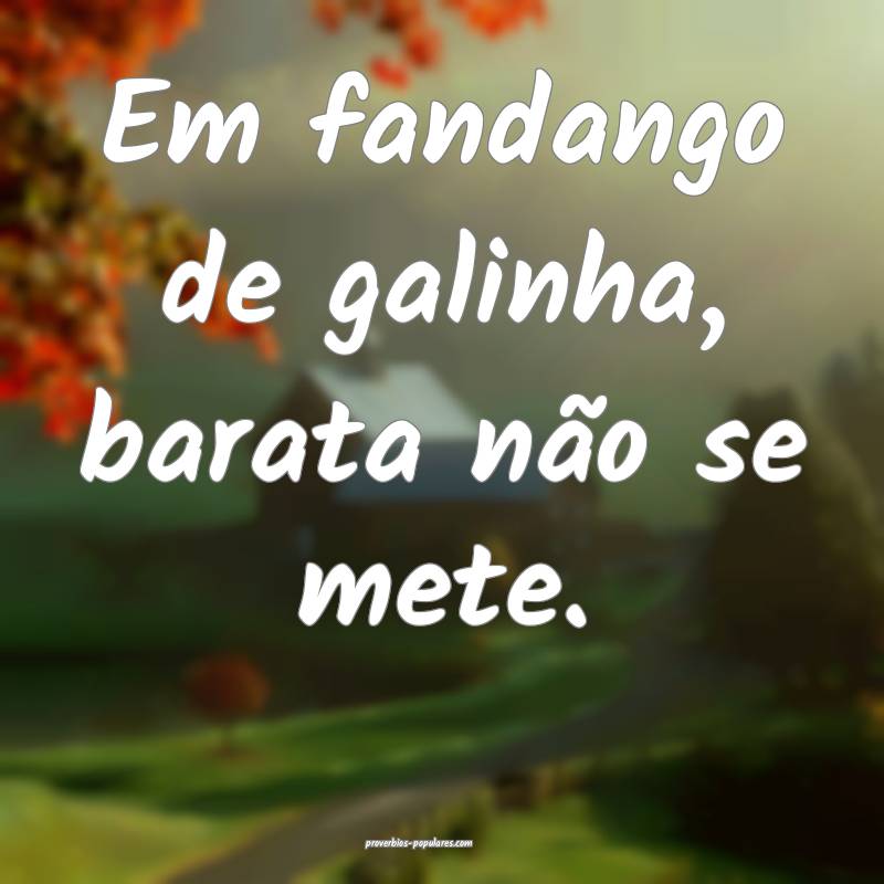 Em fandango de galinha, barata não se mete.
...