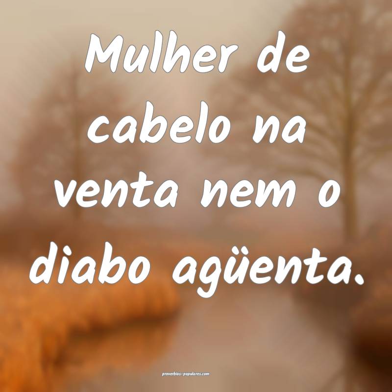 Mulher de cabelo na venta nem o diabo agüenta. 
...