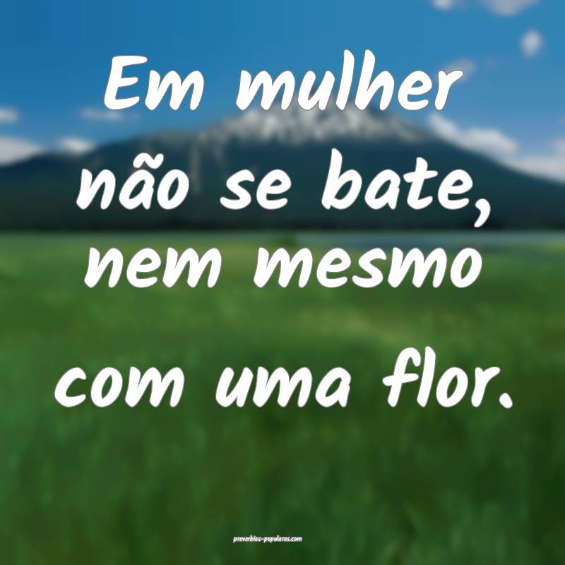 Em mulher não se bate, nem mesmo com uma flor.
...