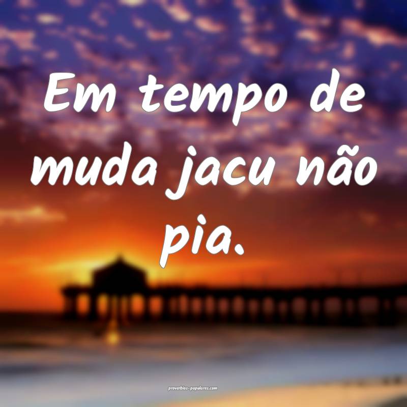 Em tempo de muda jacu não pia.
...