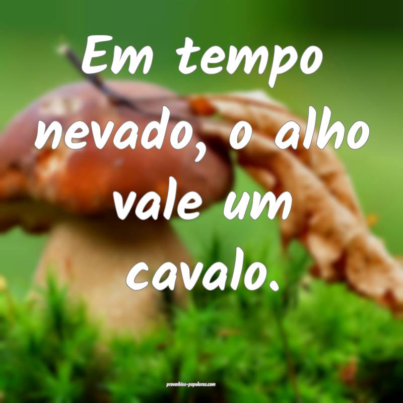 Em tempo nevado, o alho vale um cavalo.
 ...