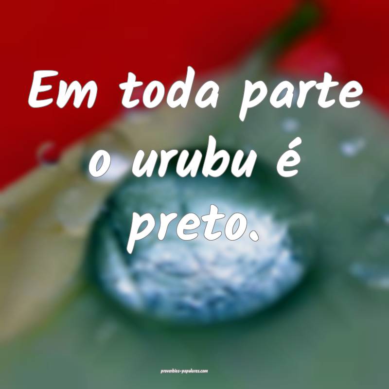 Em toda parte o urubu é preto.
...