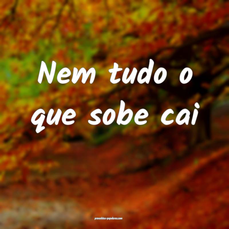 Nem tudo o que sobe cai
...