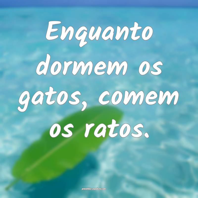 Enquanto dormem os gatos, comem os ratos.
...