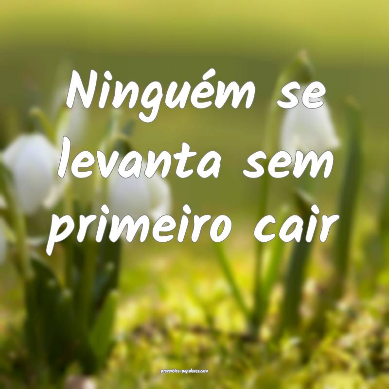 Ninguém se levanta sem primeiro cair 
 ...