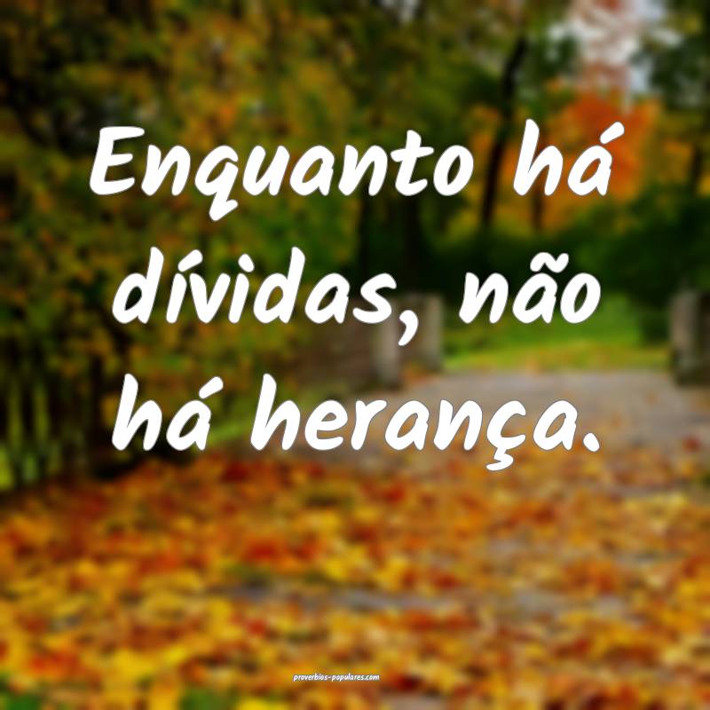 Enquanto há dívidas, não há herança.
 ...