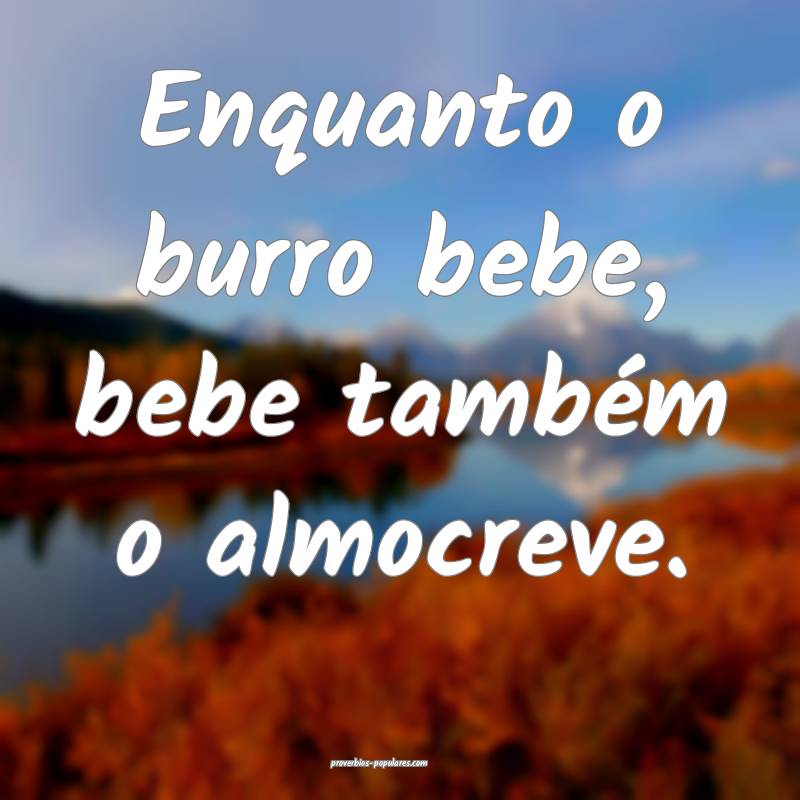 Enquanto o burro bebe, bebe também o almocreve.
...