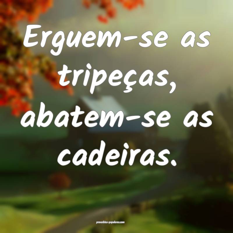 Erguem-se as tripeças, abatem-se as cadeiras.
...