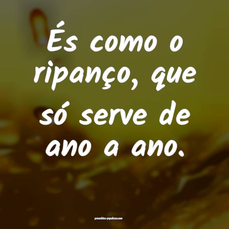 És como o ripanço, que só serve de ano a ano.
 ...
