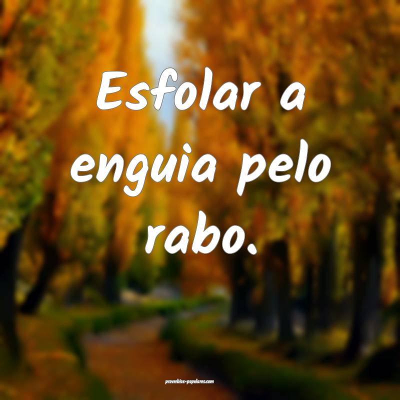 Esfolar a enguia pelo rabo.
...